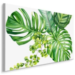 Obraz Na Płótnie Zielone Egzotyczne Liście Malowane Akwarelą