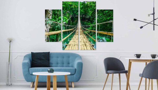 Obraz Wieloczęściowy Bambusowy Most W Lesie Deszczowym