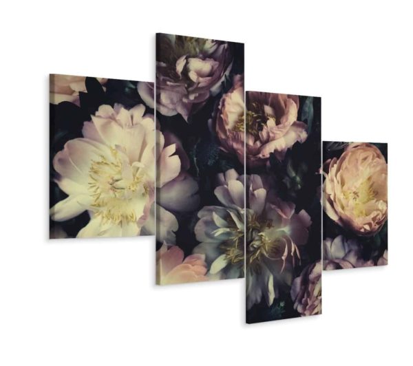 Obraz Wieloczęściowy Bukiet Kolorowych Kwiatów W Stylu Vintage