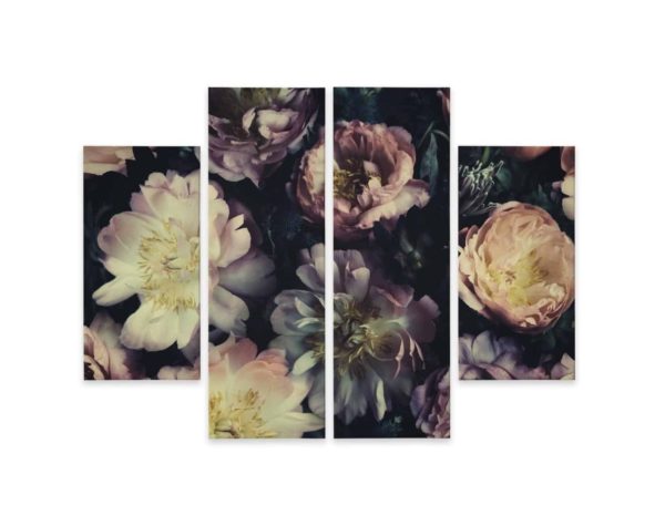 Obraz Wieloczęściowy Bukiet Kolorowych Kwiatów W Stylu Vintage