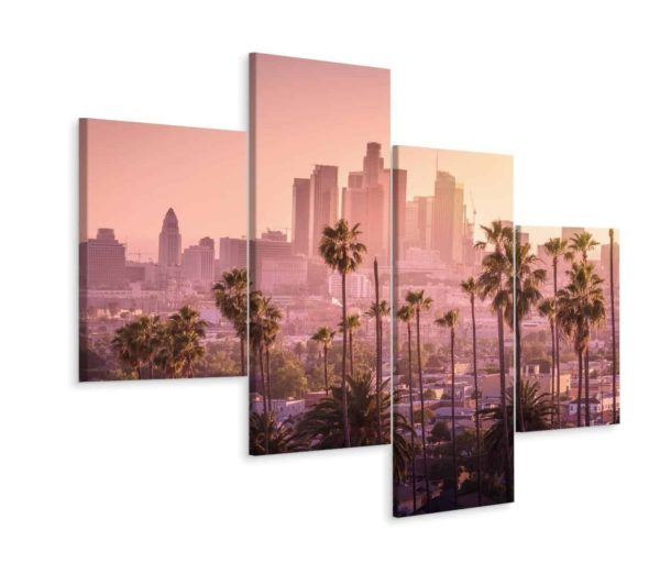 Obraz Wieloczęściowy Centrum Los Angeles O Zachodzie Słońca