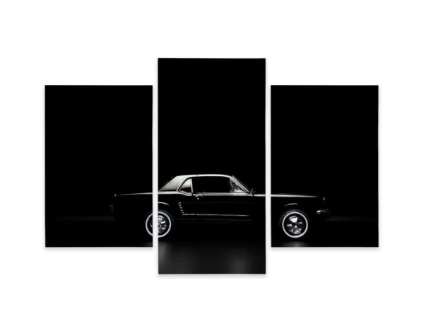 Obraz Wieloczęściowy Czarny Samochód Retro Na Ciemnym Tle