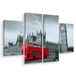 Obraz Wieloczęściowy Czerwony Autobus W Londynie
