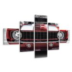 Obraz Wieloczęściowy Czerwony Muscle Car W Garażu