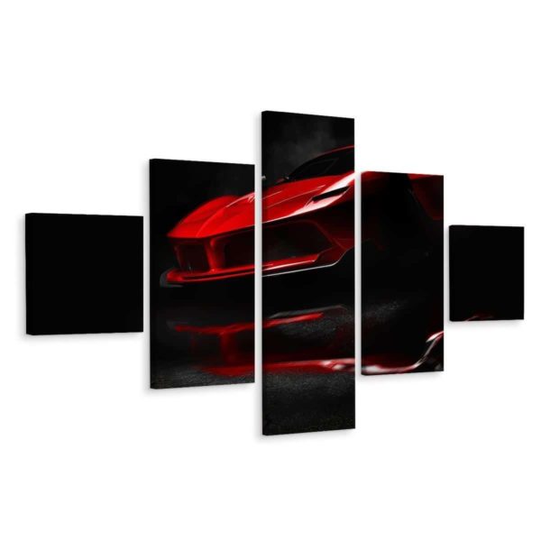 Obraz Wieloczęściowy Czerwony Samochód Sportowy 3D