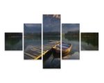 Obraz Wieloczęściowy Drewniany Most Nad Górskim Jeziorem 3D
