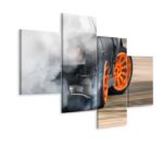 Obraz Wieloczęściowy Dryfujący Samochód W Kłębie Dymu
