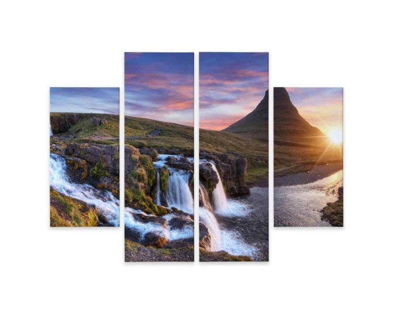 Obraz Wieloczęściowy Góra Kirkjufell Z Wodospadami