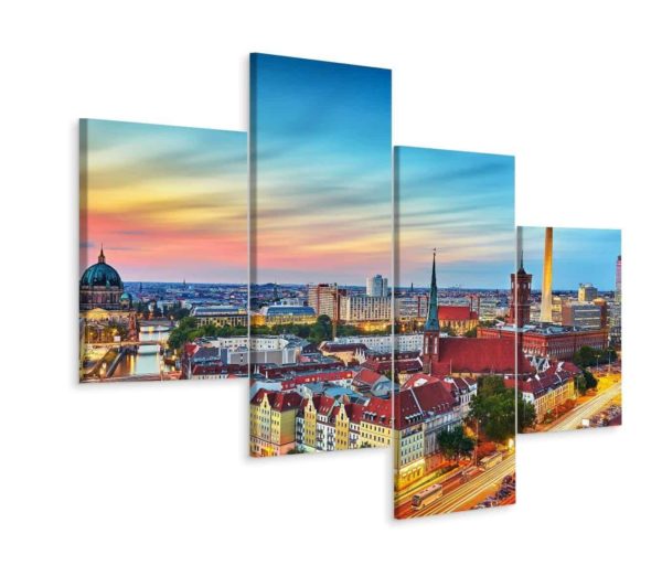Obraz Wieloczęściowy Kolorowe Niebo I Panorama Berlina