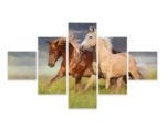 Obraz Wieloczęściowy Konie Galopujące Po Łące 3D