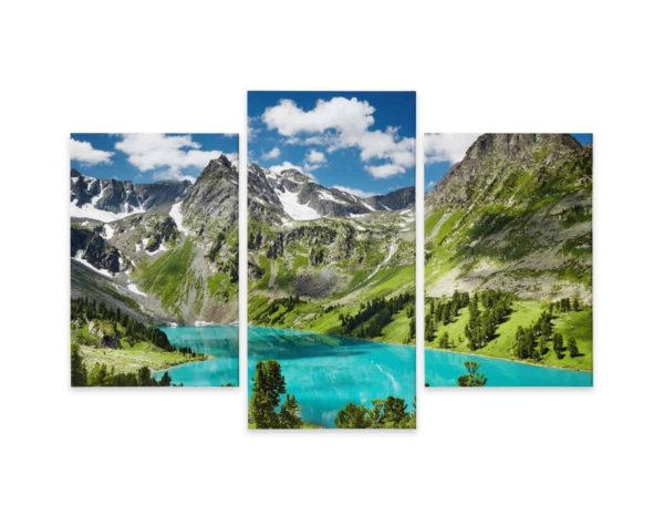 Obraz Wieloczęściowy Krystaliczne Jezioro W Górach 3D