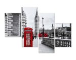 Obraz Wieloczęściowy Londyńska Budka Telefoniczna I Big Ben