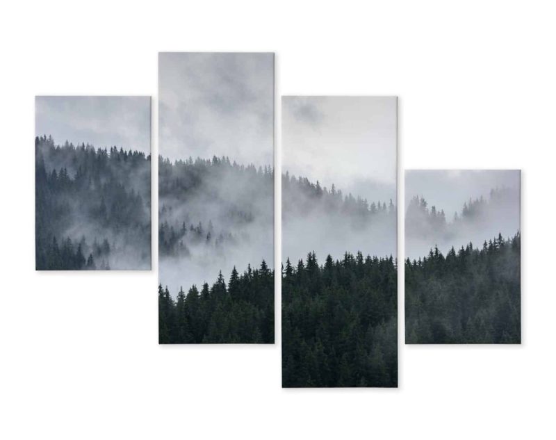 Obraz Wieloczęściowy Mglisty Krajobraz Leśny 3D