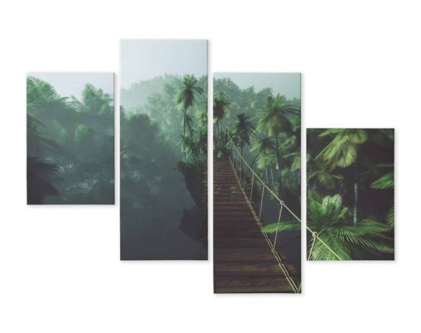 Obraz Wieloczęściowy Most Linowy W Dżungli 3D