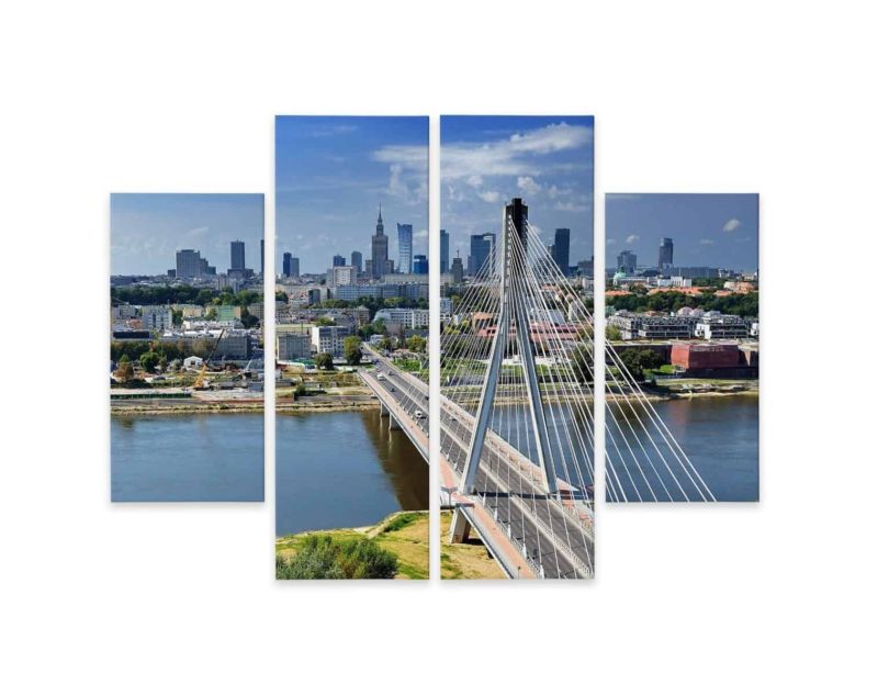 Obraz Wieloczęściowy Most Z Panoramą Warszawy W Tle