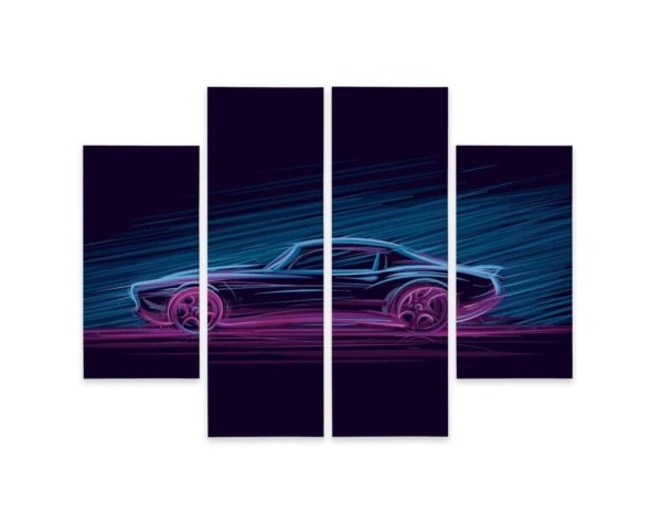 Obraz Wieloczęściowy Neonowy Muscle Car