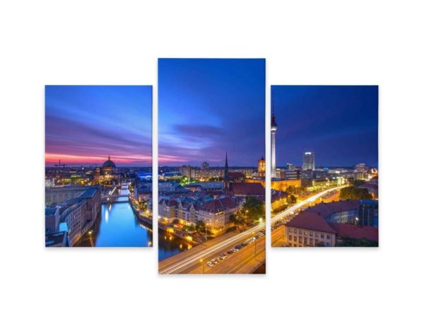 Obraz Wieloczęściowy Panorama Berlina O Zachodzie Słońca