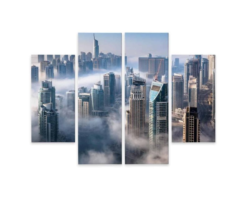 Obraz Wieloczęściowy Panorama Dubaju Miasto We Mgle