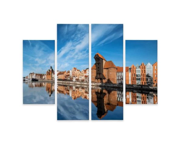 Obraz Wieloczęściowy Panorama Gdańska Z Widokiem Na Rzekę