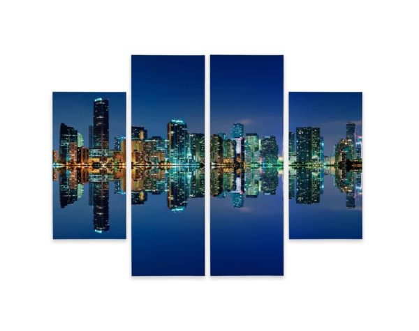 Obraz Wieloczęściowy Panorama Miami Nocą