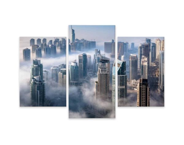 Obraz Wieloczęściowy Panorama Miasta Dubaj We Mgle