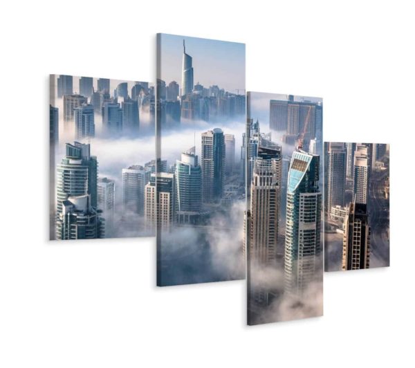 Obraz Wieloczęściowy Panorama Miasta Dubaj We Mgle