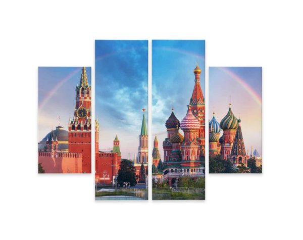 Obraz Wieloczęściowy Panorama Placu Czerwonego Z Kremlem I Soborem Wasyla Błogosławionego