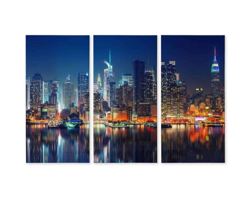 Obraz Wieloczęściowy Panoramiczny Widok Na Manhattan Nocą