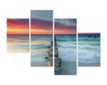 Obraz Wieloczęściowy Piękny Zachód Słońca Nad Morzem 3D