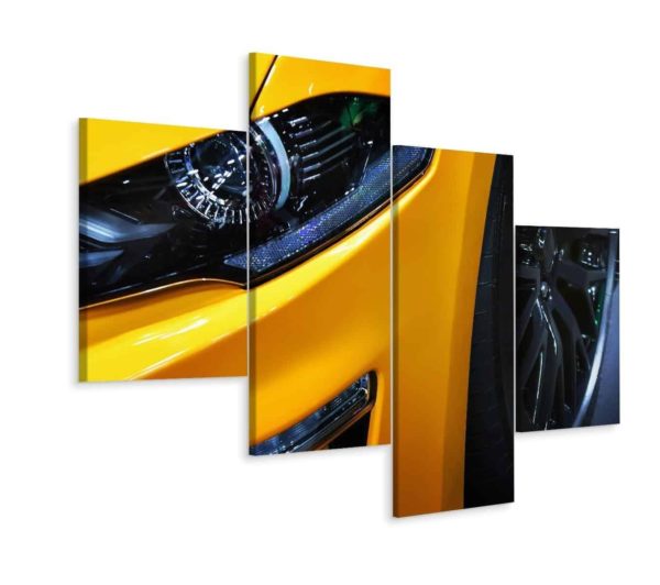 Obraz Wieloczęściowy Przód Żółtego Samochodu Sportowego