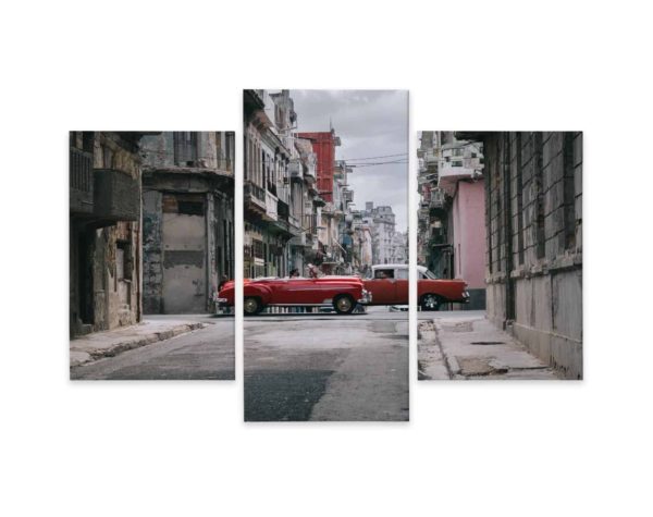 Obraz Wieloczęściowy Samochody W Stylu Retro Na Kubie