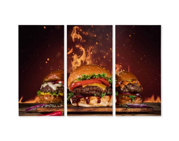Obraz Wieloczęściowy Smaczne Hamburgery