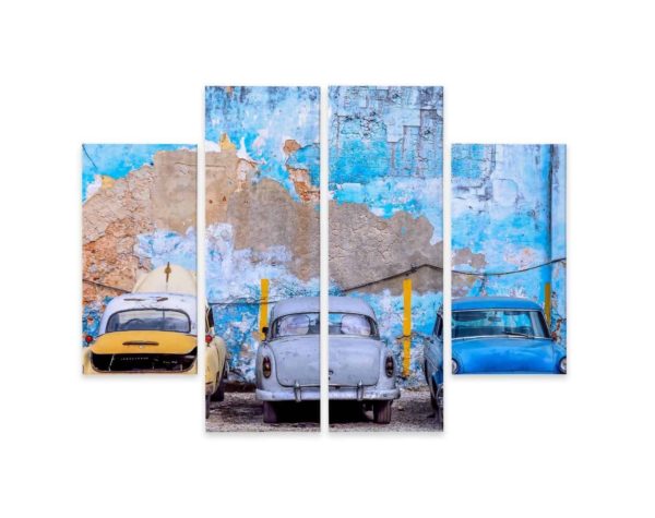 Obraz Wieloczęściowy Stare Samochody Retro Na Kubie