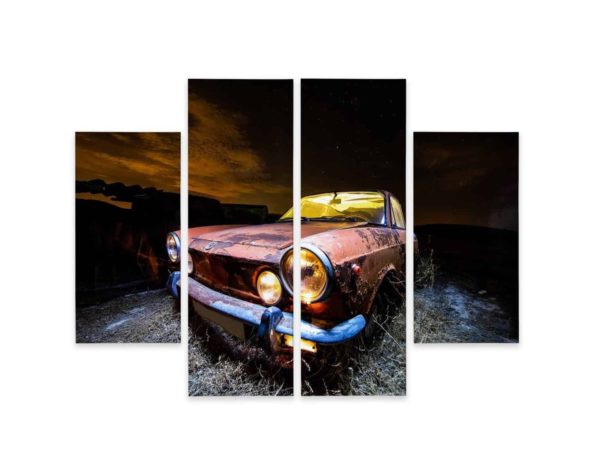 Obraz Wieloczęściowy Stary Opuszczony Samochód 3D