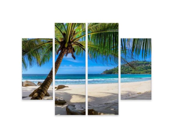 Obraz Wieloczęściowy Tropikalna Plaża Z Palmą 3D