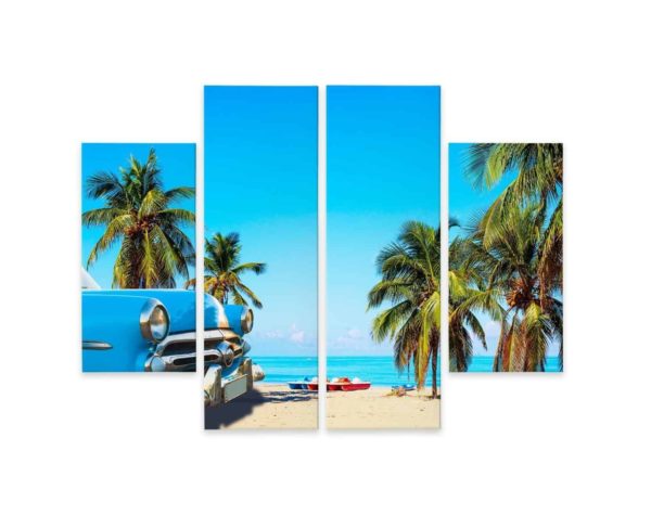 Obraz Wieloczęściowy Varadero Beach Na Kubie I Amerykańskie Auto