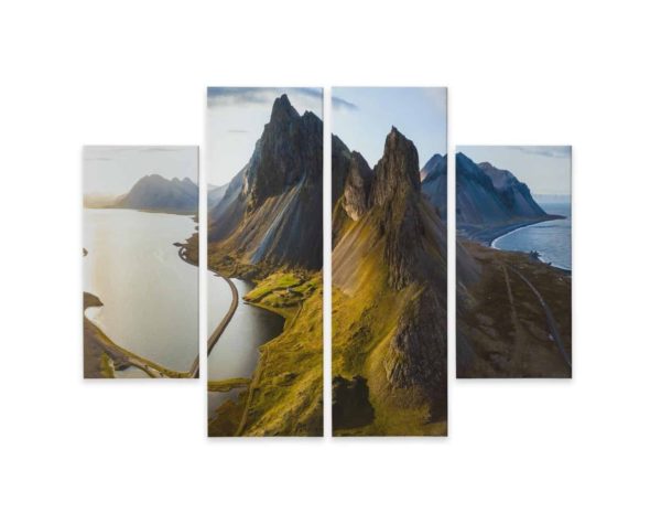 Obraz Wieloczęściowy Widok Z Lotu Ptaka 3D Na Islandzkie Góry