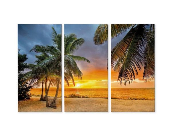 Obraz Wieloczęściowy Zachód Słońca Na Tropikalnej Plaży