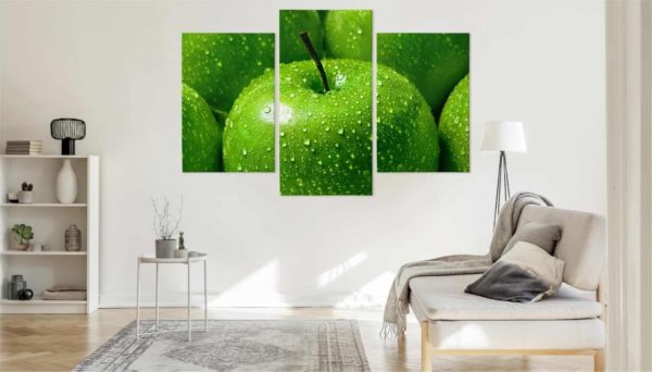 Obraz Wieloczęściowy Zielone Jabłka W Skali Makro