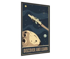 Plakat Asteroida Gwiazdy I Rakieta Kosmiczna W Stylu Vintage