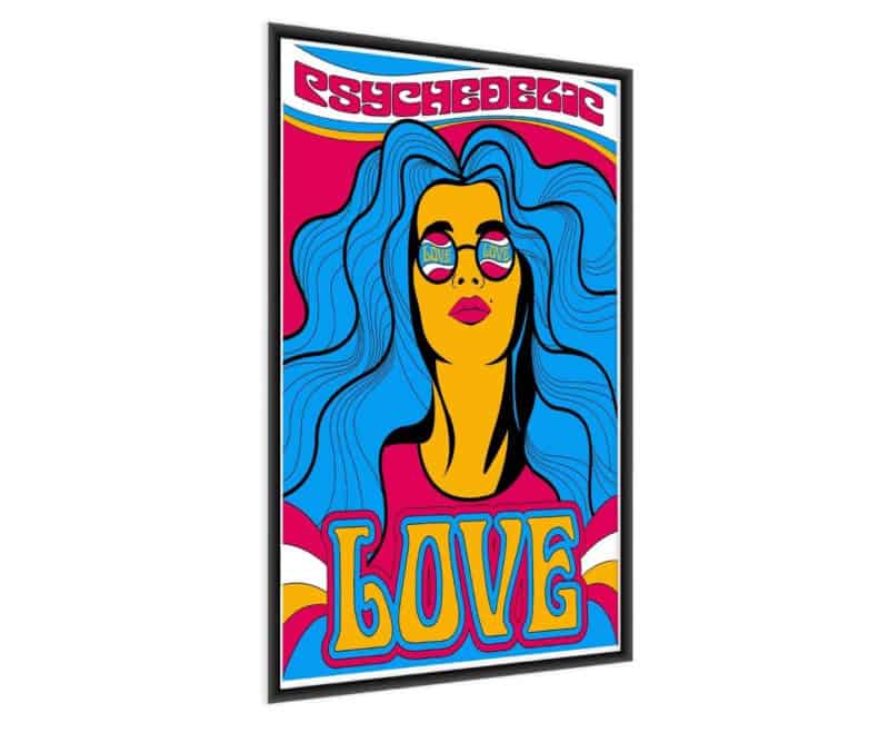 Plakat Kolorowy Portret Kobiety I Napisy W Stylu Hippie