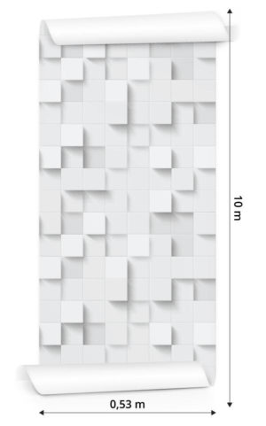 Tapeta Biała Nowoczesna Mozaika - Efekt 3D