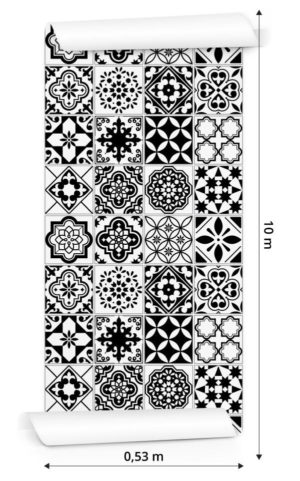 Tapeta Czarno - Biała Śródziemnomorska Mozaika