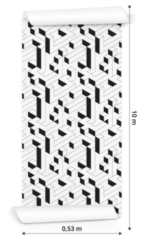 Tapeta Czarno - Biały Wzór Geometryczny