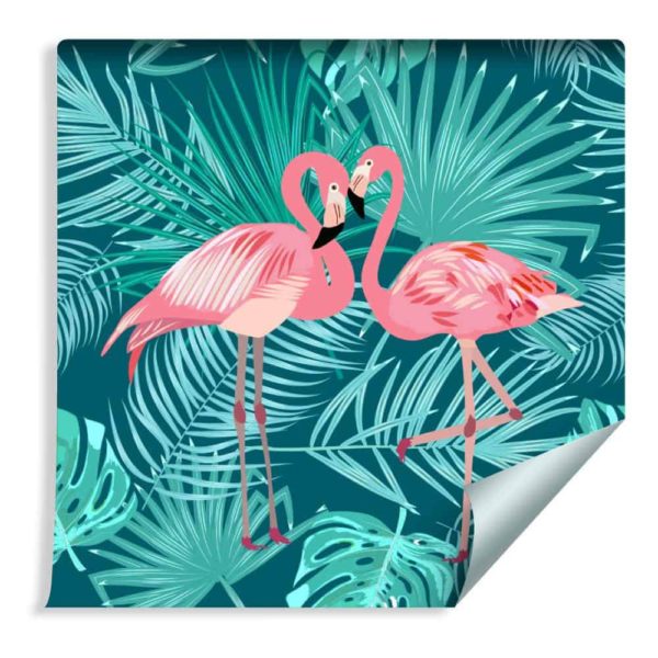 Tapeta Dekoracyjna Flamingi Liście