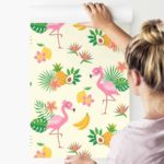 Tapeta Dla Dzieci - Flamingi I Egzotyczne Rośliny