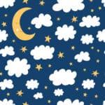 Tapeta Dla Dzieci - Gwiazdki, Chmurki I Śpiące Księżyce