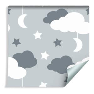 Tapeta Dla Dzieci - Gwiazdy, Chmury I Księżyce