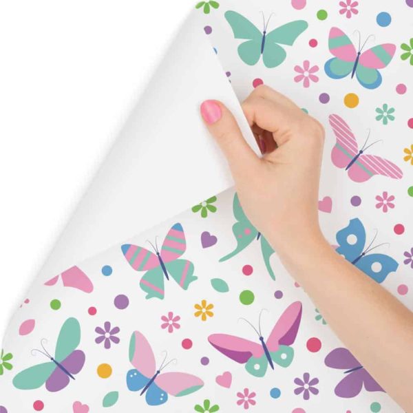 Tapeta Dla Dzieci Kolorowe Motyle, Kwiaty, Kropki