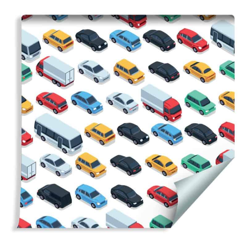 Tapeta Dla Dzieci - Kolorowe Samochody, Ciężarówki I Autobusy